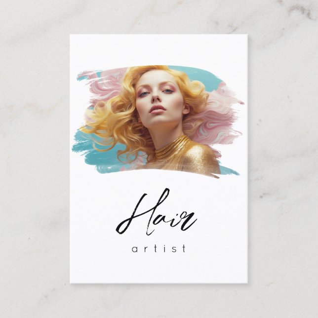*~* Woman Hair Luxe QR Women Girly Glam  Business Card (Front)