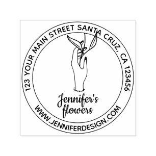 Woman Hand Holding Flower Self-inking Stamp