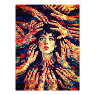 Woman Hands Covering Face Intense Emotional  Photo Print