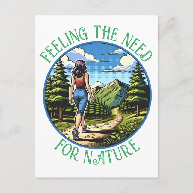 Woman Hiking a Nature Trial Postcard (Front)