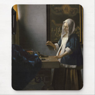 Woman Holding a Balance by Johannes Vermeer Mouse Mat