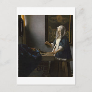 Woman Holding a Balance by Johannes Vermeer Postcard
