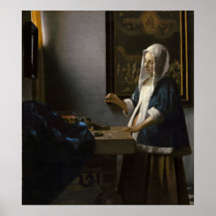 Woman Holding a Balance by Johannes Vermeer Poster