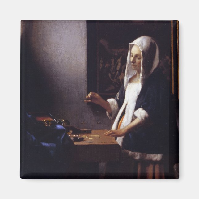 Woman Holding a Balance Magnet (Front)