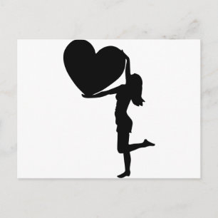 Woman Holding a Heart Silhouette - Valentine Postcard