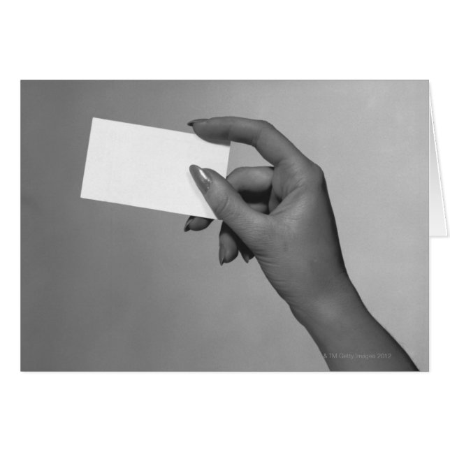 Woman Holding Card (Front Horizontal)