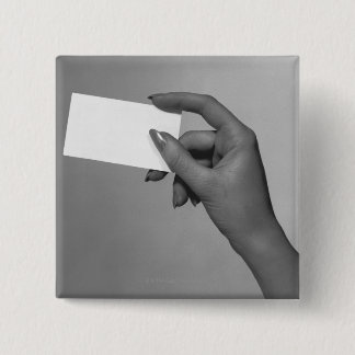 Woman Holding Card 15 Cm Square Badge