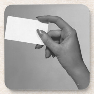 Woman Holding Card Coaster