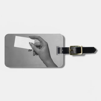 Woman Holding Card Luggage Tag