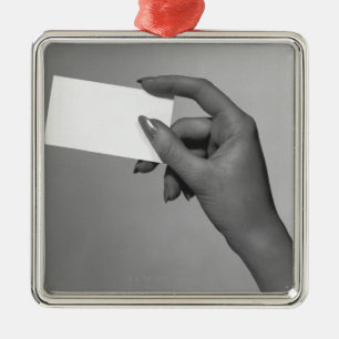Woman Holding Card Metal Tree Decoration