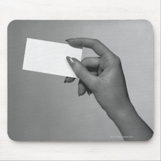 Woman Holding Card Mouse Mat