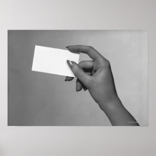 Woman Holding Card Poster