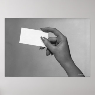 Woman Holding Card Poster