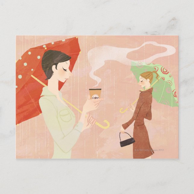 Woman Holding Coffee Postcard (Front)