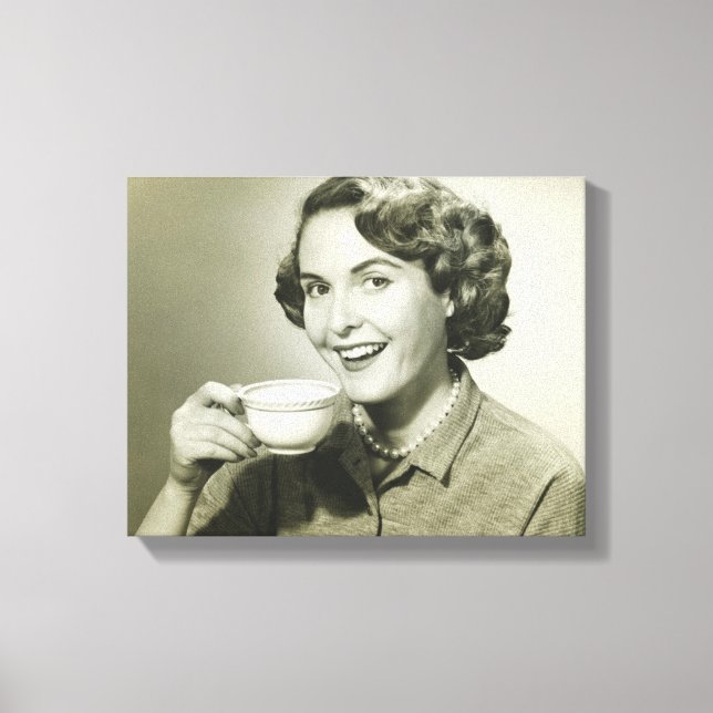 Woman Holding Cups Canvas Print (Front)