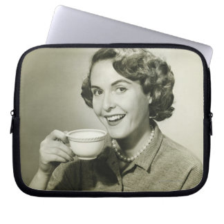 Woman Holding Cups Laptop Sleeve