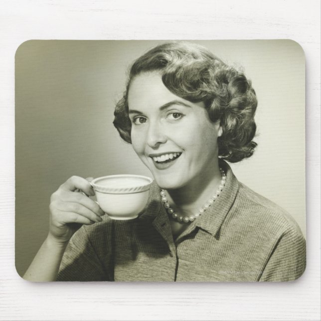Woman Holding Cups Mouse Mat (Front)