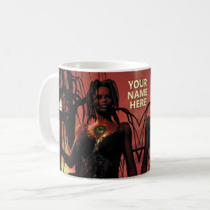 Woman holding flaming torch. Personalised Coffee Mug