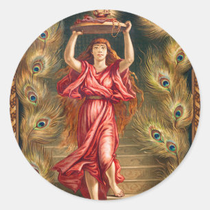 Woman holding lamp with flame from Aladdin's Lamp Classic Round Sticker