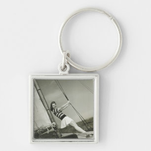 Woman Holding Rigging on Yacht Key Ring