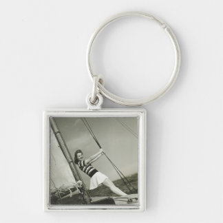 Woman Holding Rigging on Yacht Key Ring