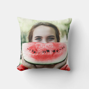 Woman holding sliced watermelon cushion