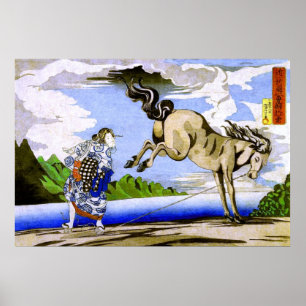 Woman & Horse Kuniyoshi Japanese Fine Art Poster