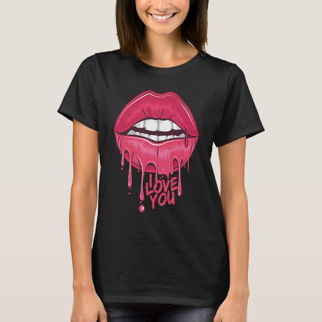 Woman Hot Mouth lips & Red Pepper Cute idea Valent T-Shirt (Front)