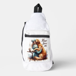Woman Hugging Dog Sling Bag