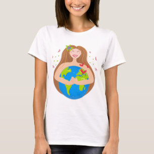 Woman hugging planet Earth T-Shirt