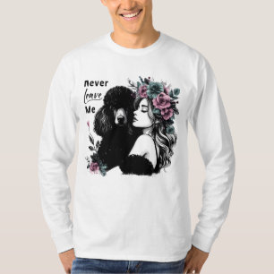 Woman Hugging Poodle With Flowers T-Shirt