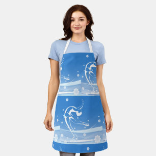 Woman Ice Skating Sport Illustration Apron