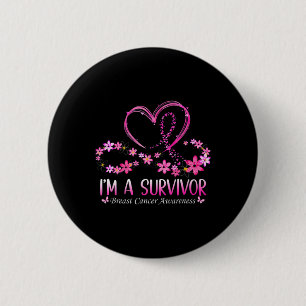 Woman I'm A Survivor Breast Cancer Awareness Pink 6 Cm Round Badge
