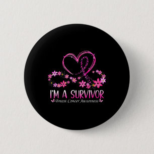 Woman I'm A Survivor Breast Cancer Awareness Pink 6 Cm Round Badge