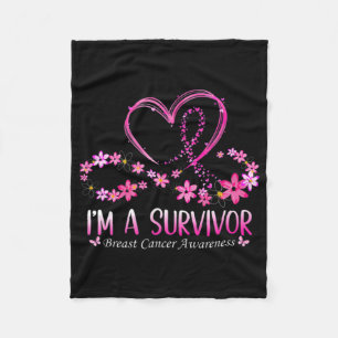 Woman I'm A Survivor Breast Cancer Awareness Pink Fleece Blanket