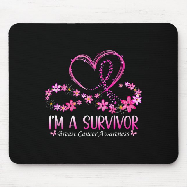 Woman I'm A Survivor Breast Cancer Awareness Pink  Mouse Mat (Front)