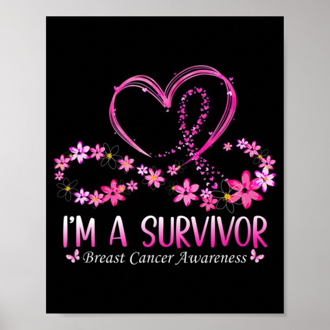 Woman I'm A Survivor Breast Cancer Awareness Pink  Poster (Front)