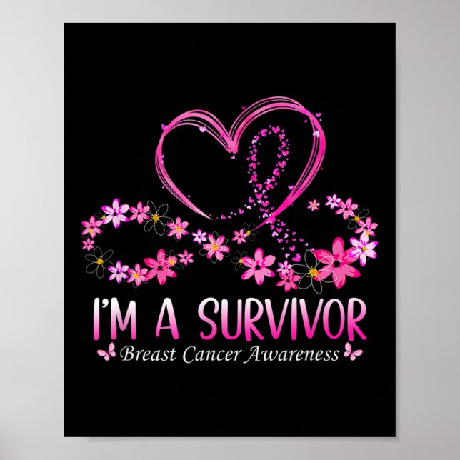 Woman I'm A Survivor Breast Cancer Awareness Pink  Poster (Front)