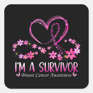 Woman I'm A Survivor Breast Cancer Awareness Pink  Square Sticker