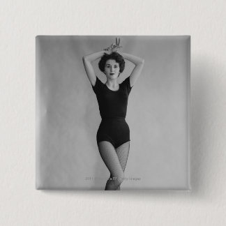 Woman in a ballet leotard portrait 15 cm square badge