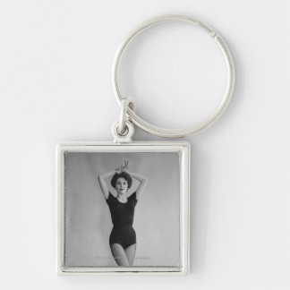 Woman in a ballet leotard portrait key ring