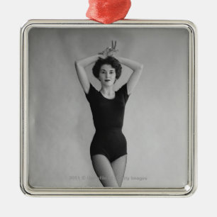 Woman in a ballet leotard portrait metal tree decoration
