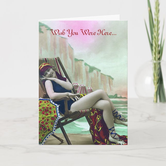 Woman in a Bathing Suit Vintage Card (Front)