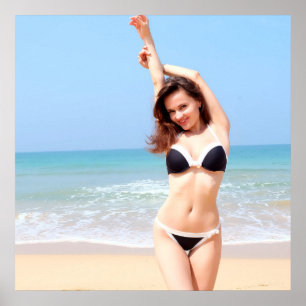 Woman In A Black And White Bikini Poster