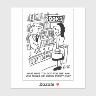 Woman in a Bookshop Cartoon.