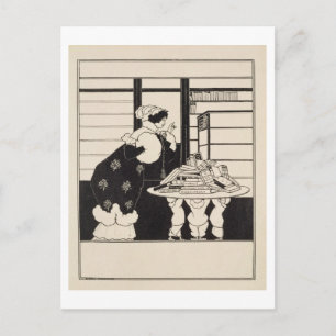 Woman in a Bookshop, design for a 'Yellow Book' co Postcard
