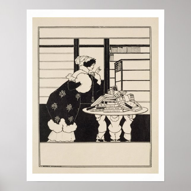 Woman in a Bookshop, design for a 'Yellow Book' co Poster (Front)