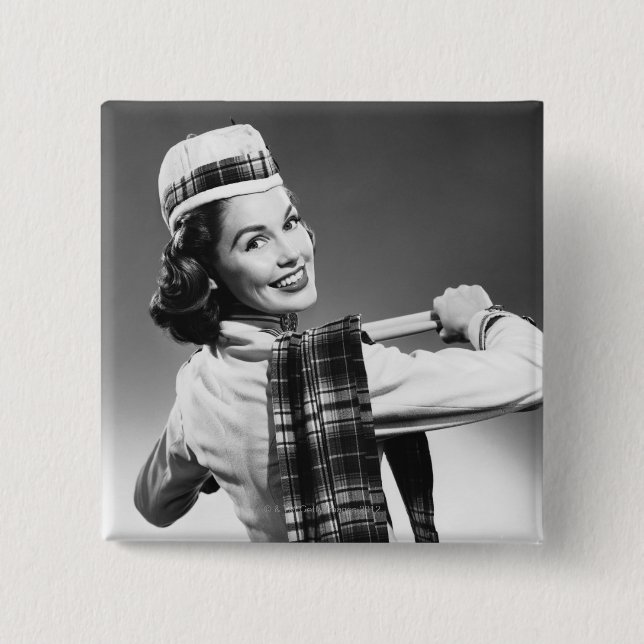 Woman in a Cap 15 Cm Square Badge (Front)
