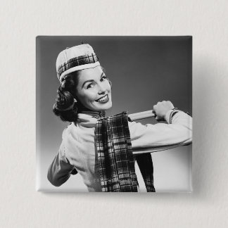 Woman in a Cap 15 Cm Square Badge