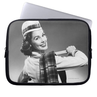 Woman in a Cap Laptop Sleeve